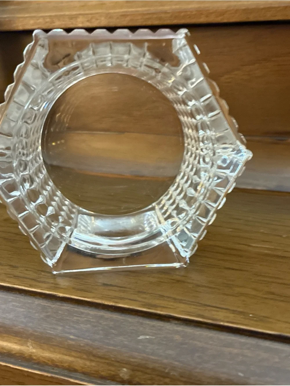 Staiger Quartz Lead Crystal Clock 3.75” Hexagon Desk Clock Germany Beautiful